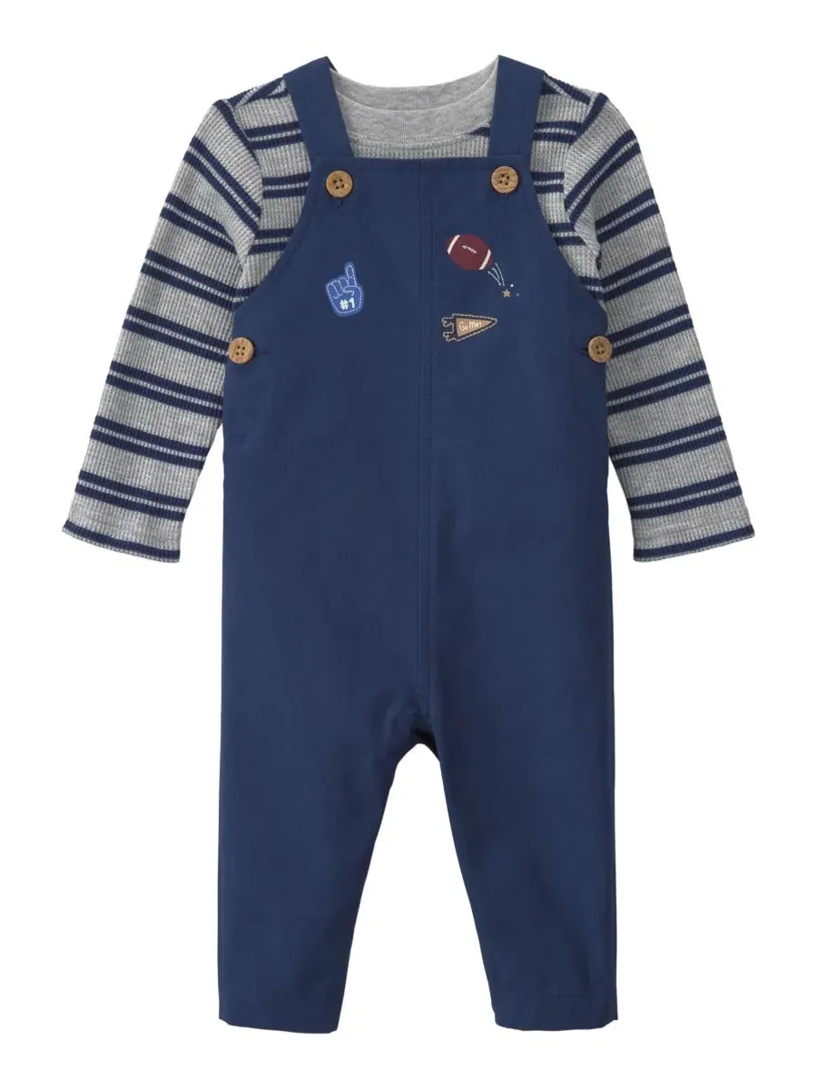 Комплект из футболки с длинным рукавом и комбинезона, модель Striped Sports Thermal Carter's