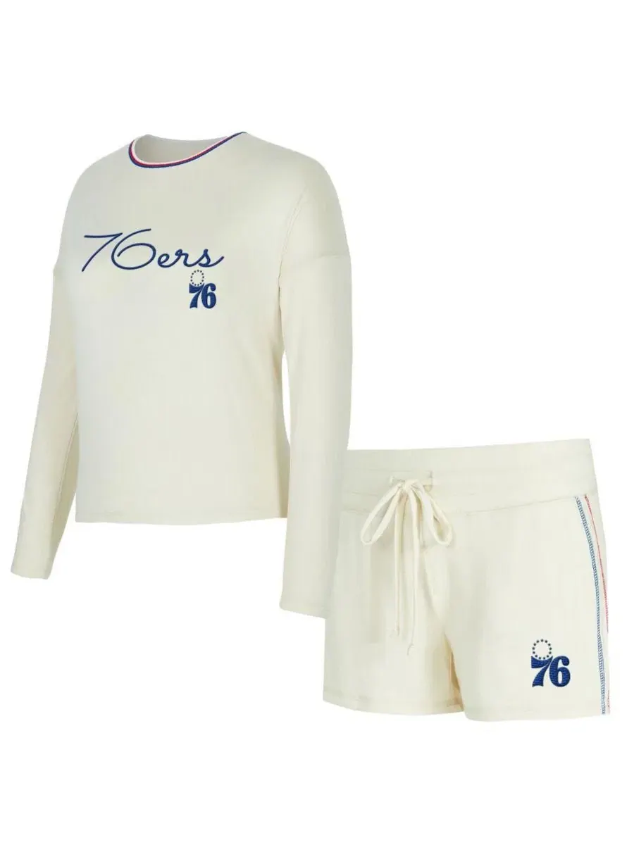Спортивный комплект из лонгслива и шорт с длинным рукавом, Philadelphia 76ers Concepts Sport