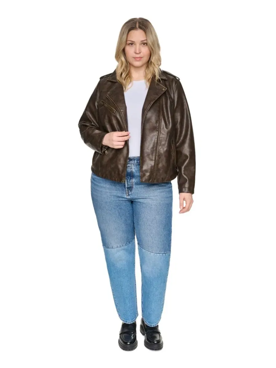 Куртка мотокуртка из искусственной кожи с асимметричной молнией Levi's — изображение 2 из 6, коричневый