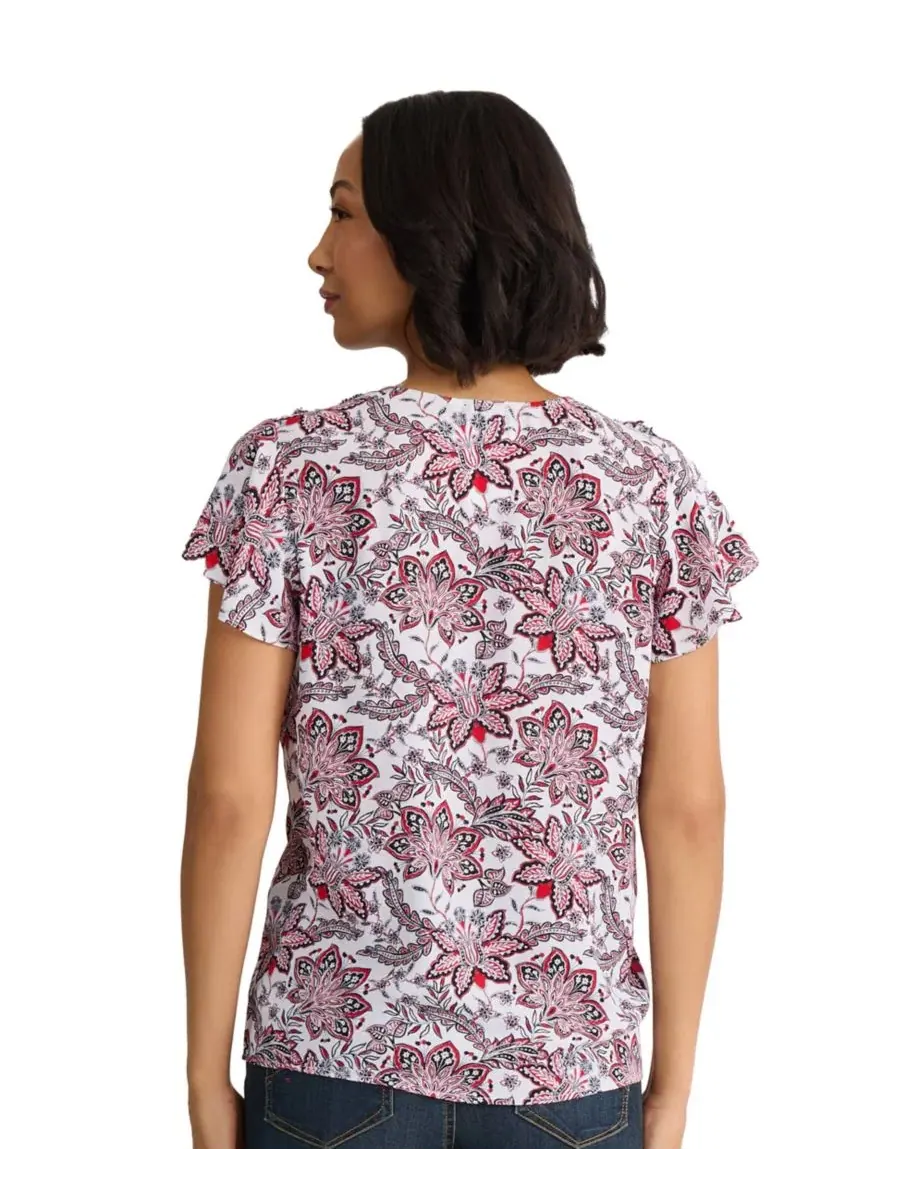 Блуза с V-образным вырезом и короткими рукавами-воланами, модель Petite V-Neck Pull-On Top Jones — изображение 4 из 4
