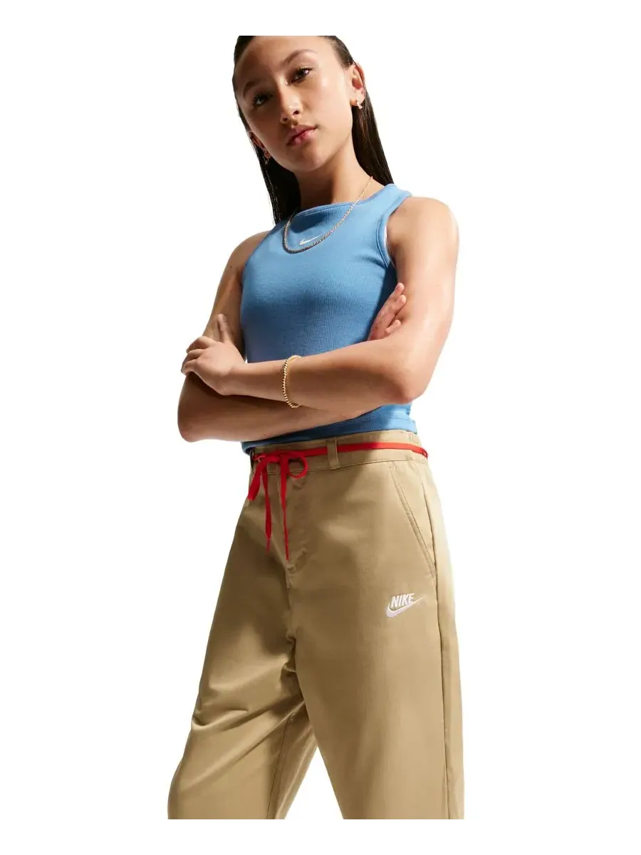 Брюки прямого кроя Nike Sportswear Club — изображение 4 из 7, бежевый/белый