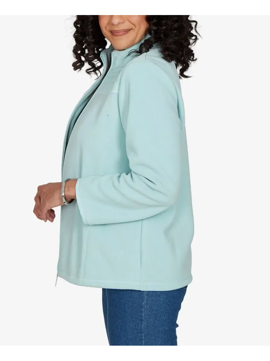 Куртка-бомбер с квилтингом Classic Quilted Zip Front Knit Jacket Alfred Dunner — изображение 3 из 6, морская пена