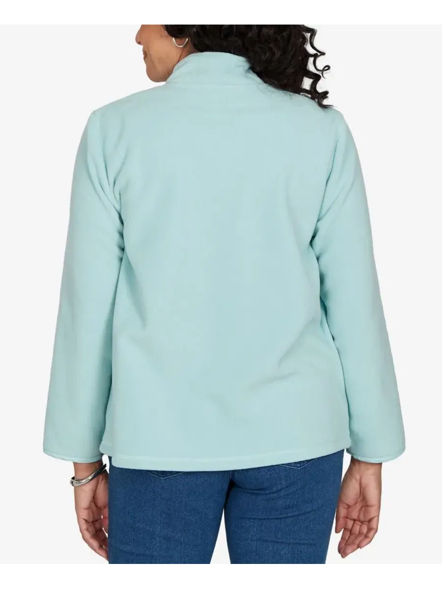 Куртка-бомбер с квилтингом Classic Quilted Zip Front Knit Jacket Alfred Dunner — изображение 5 из 6, морская пена