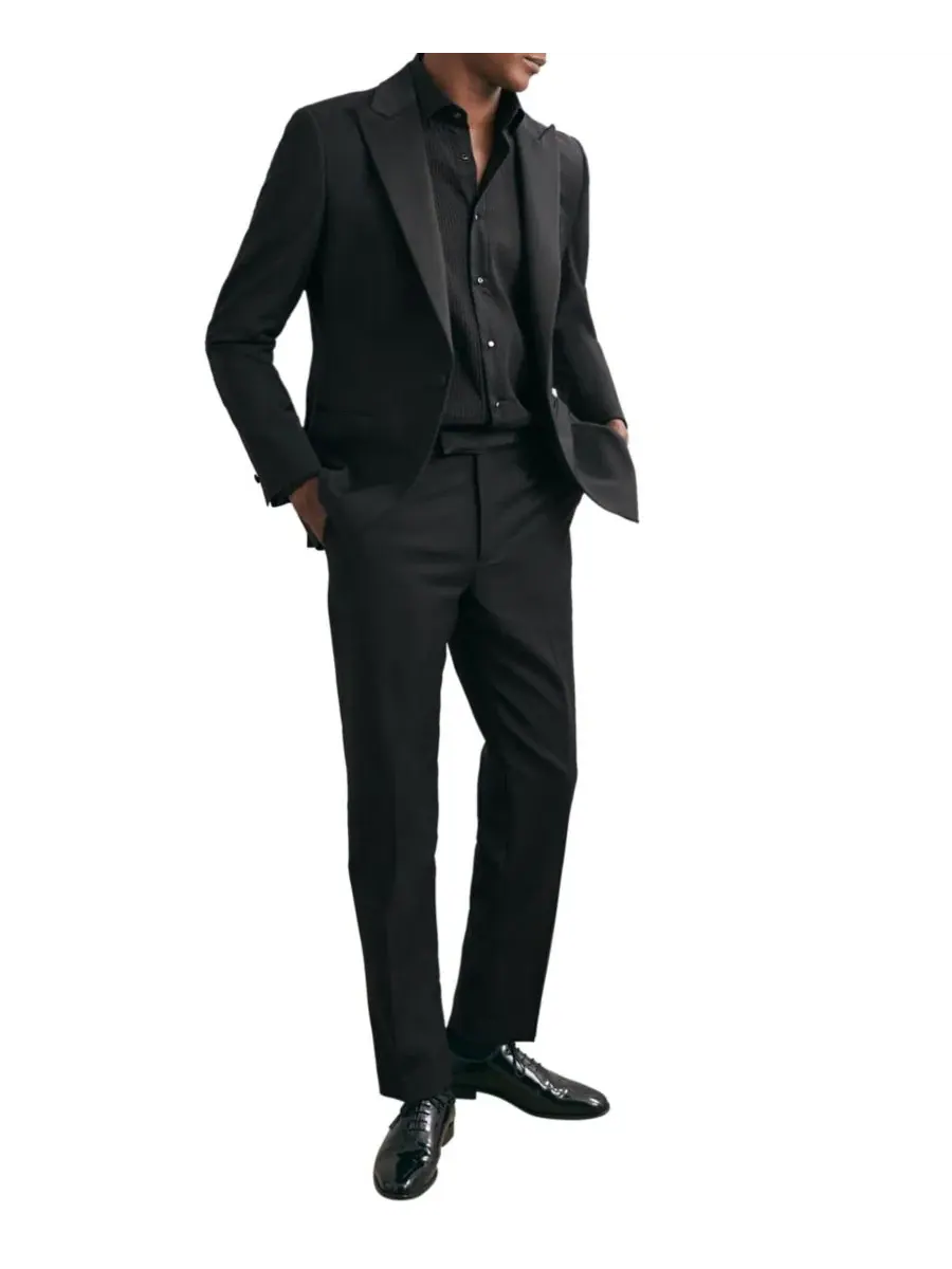 Мужская рубашка Marcel Slim Fit из хлопка REISS — изображение 3 из 4, черный