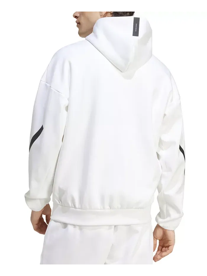 Мужская худи Z.N.E. Classic Fit с длинным рукавом на молнии и логотипом adidas — изображение 2 из 3, белый