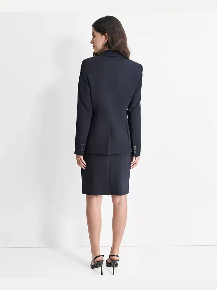 Женская куртка с длинным рукавом и застежкой на одну пуговицу спереди DKNY — изображение 2 из 6, темно-синий