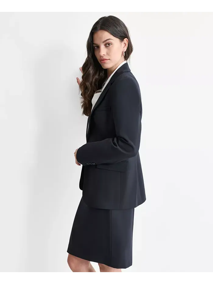 Женская куртка с длинным рукавом и застежкой на одну пуговицу спереди DKNY — изображение 4 из 6, темно-синий