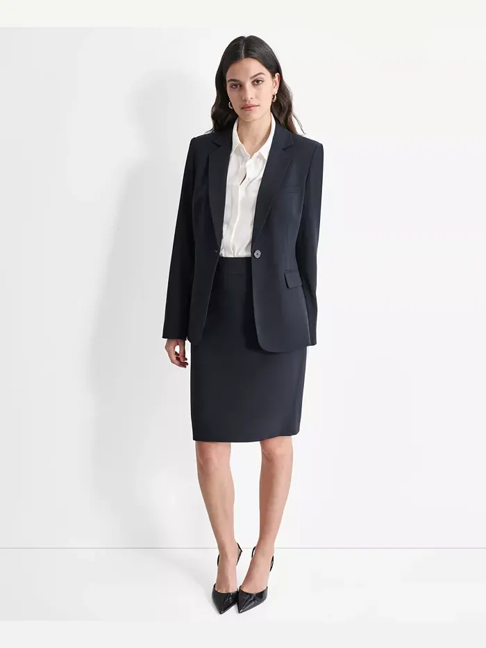 Женская куртка с длинным рукавом и застежкой на одну пуговицу спереди DKNY — изображение 5 из 6, темно-синий