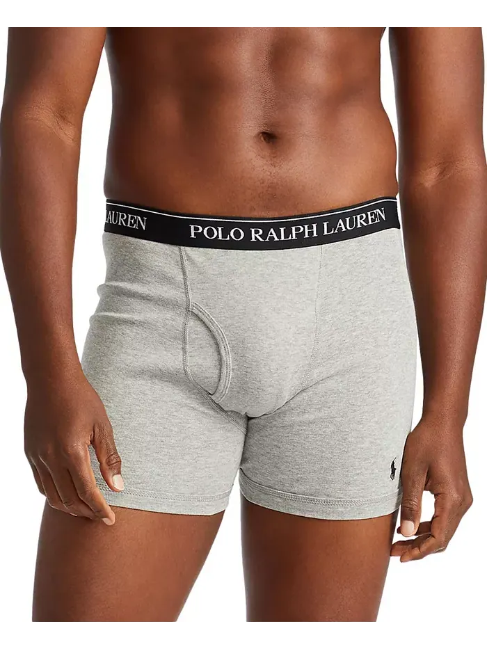 Мужские боксеры из хлопка Big & Tall, 3 шт Polo Ralph Lauren — изображение 2 из 7, черный/серый