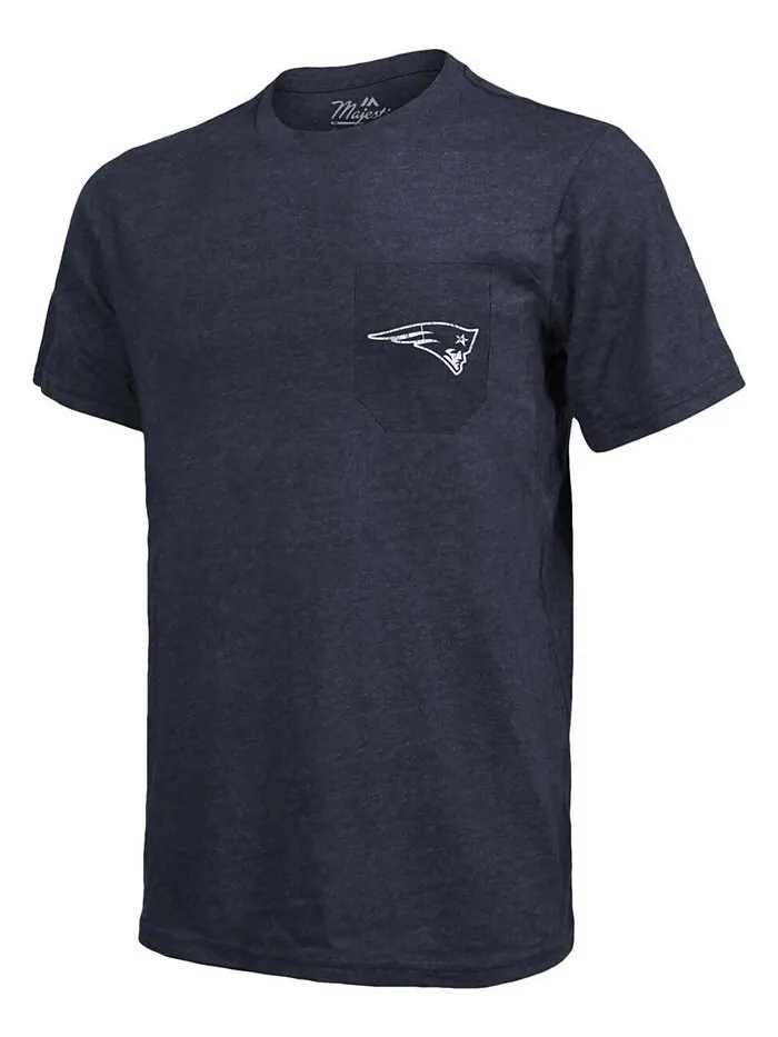 Футболка с карманами Tri-Blend New England Patriots - Темно-синий с меланжевым отливом Majestic — изображение 3 из 3