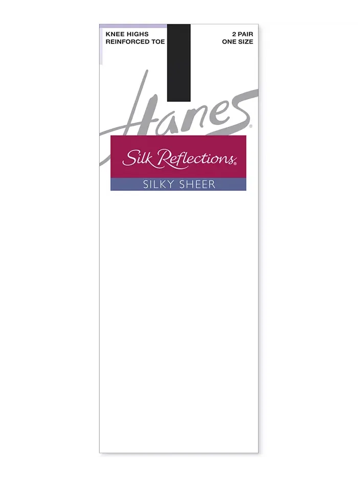 Гольфы до колена Hanes Silk Reflections Silky Sheer с укрепленным носком ALLSTAR PRODUCTS GROUP — изображение 2 из 3, черный