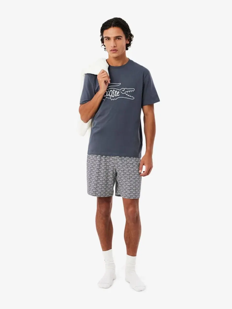 Комплект мужской Lacoste футболка и шорты, хлопок — изображение 2 из 8, белый