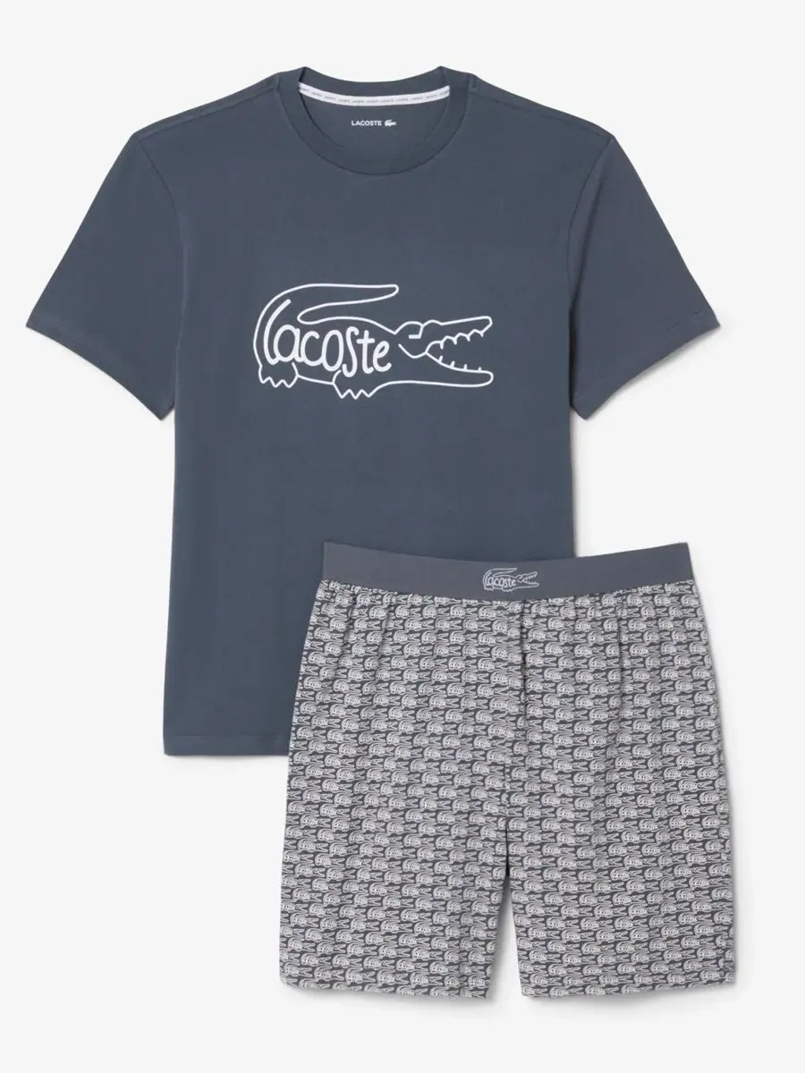 Комплект мужской Lacoste футболка и шорты, хлопок — изображение 5 из 8, белый