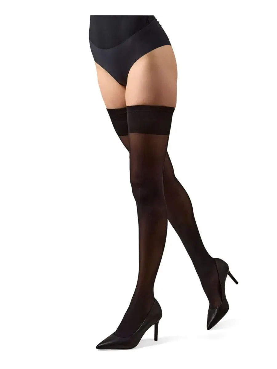Чулки полупрозрачные Second Skin Semi-Opaque Thigh Highs MeMoi — изображение 2 из 4, черный