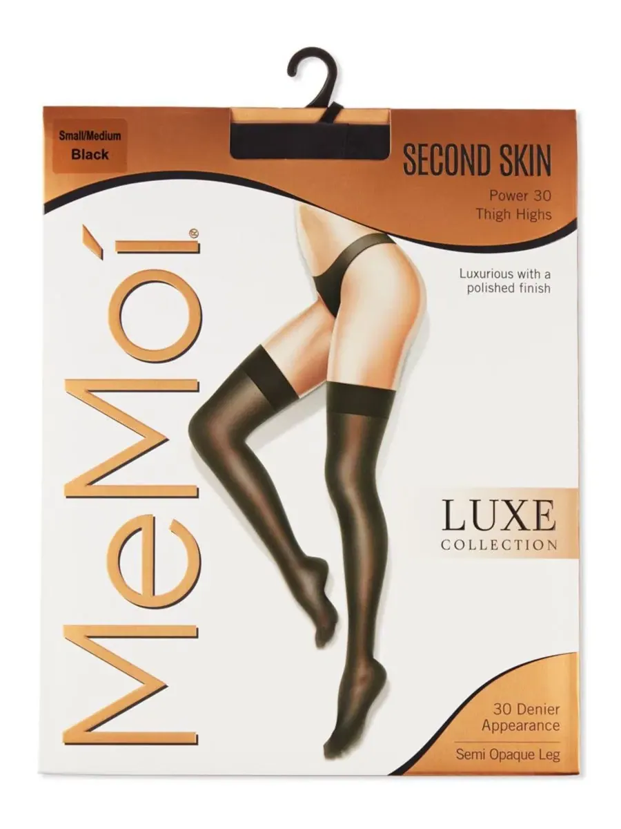 Чулки полупрозрачные Second Skin Semi-Opaque Thigh Highs MeMoi — изображение 4 из 4, черный