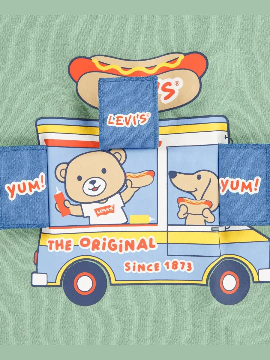 Комплект футболки и шорт с принтом Hot Dog Truck Levi's — изображение 3 из 5, зеленый/синий