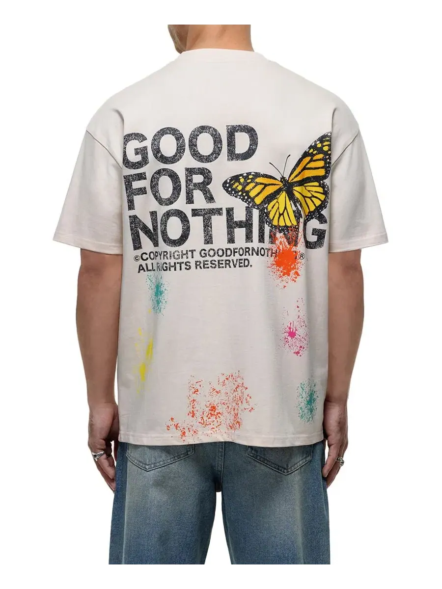 Футболка с цифровым принтом Statue Print Good For Nothing — изображение 3 из 4, бежевый