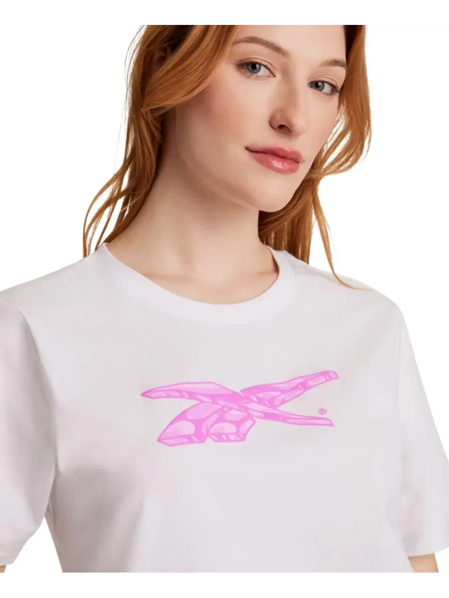Женская футболка-бокси с графическим принтом Vector Boxy Crewneck Reebok — изображение 3 из 6, белый