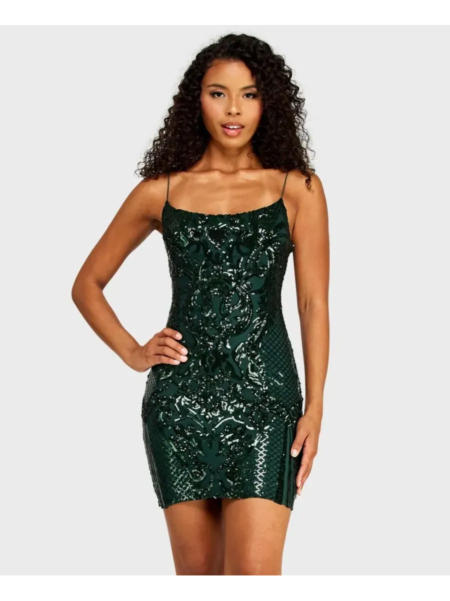 Платье мини с пайетками и бретелями, модель Pattern Sequin B Darlin