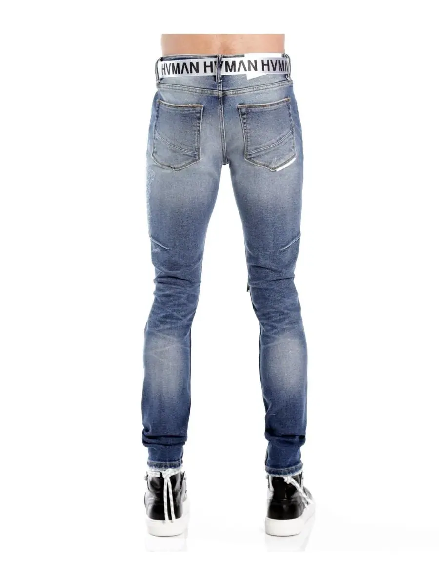 Джинсы Strat Super Skinny Fit с поясом, Baltic Hvman Chosen To Prevail X Cult — изображение 3 из 3, синий
