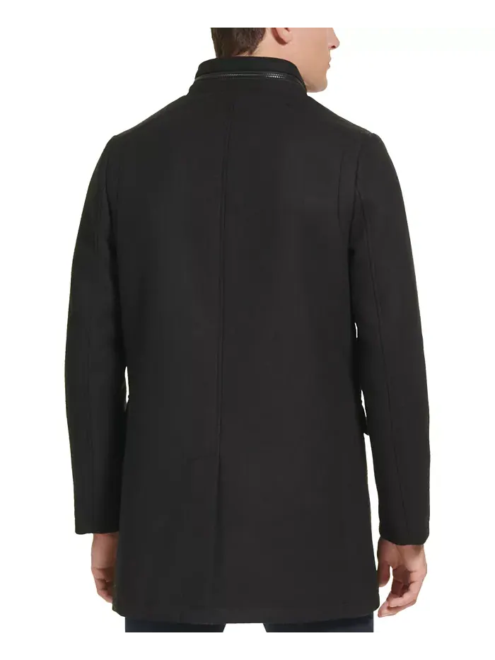 Мужское шерстяное пальто на пуговицах Car Coat Kenneth Cole — изображение 2 из 6, черный