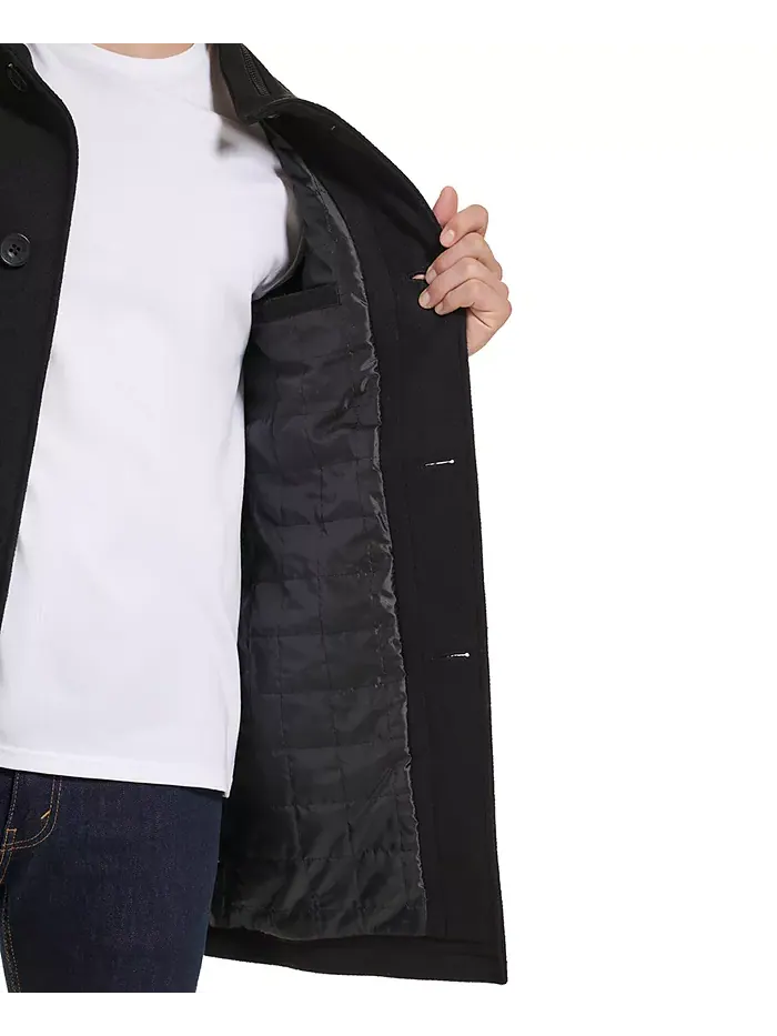Мужское шерстяное пальто на пуговицах Car Coat Kenneth Cole — изображение 4 из 6, черный