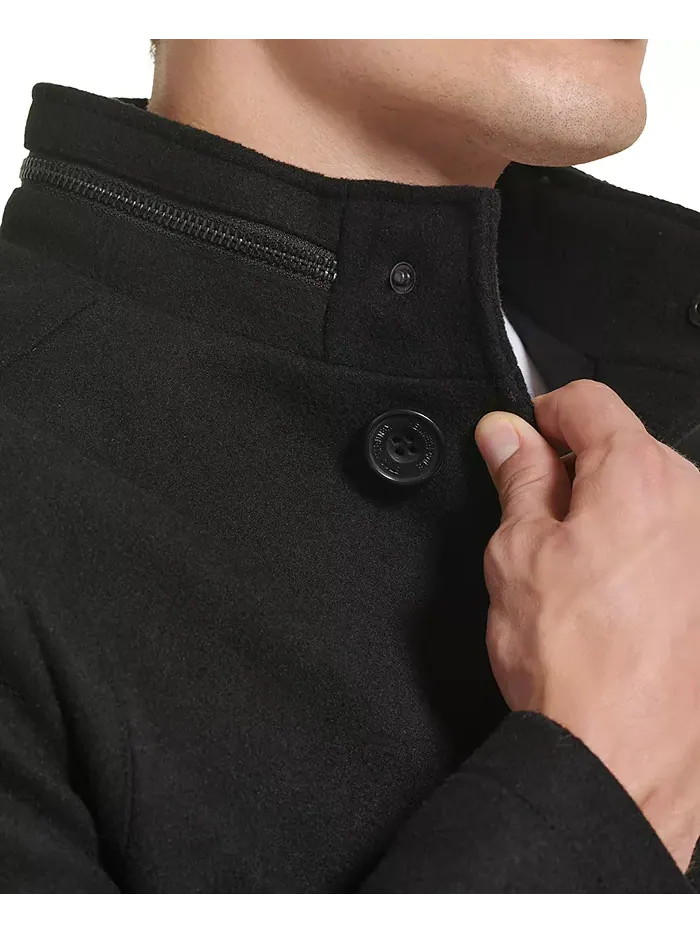 Мужское шерстяное пальто на пуговицах Car Coat Kenneth Cole — изображение 5 из 6, черный