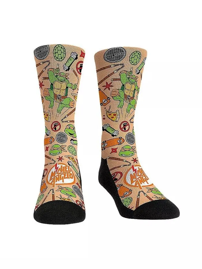 Носки Rock Em, мужские и женские носки Teenage Mutant Ninja Turtles Michelangelo Kaboom Crew Socks — мульти