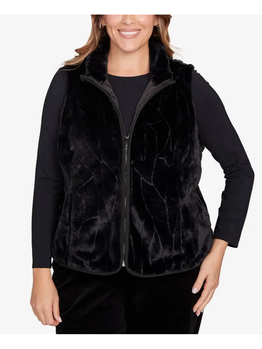 Жилет без рукавов с высоким воротом, модель Plus Size Solid Polyester Vest HEARTS OF PALM