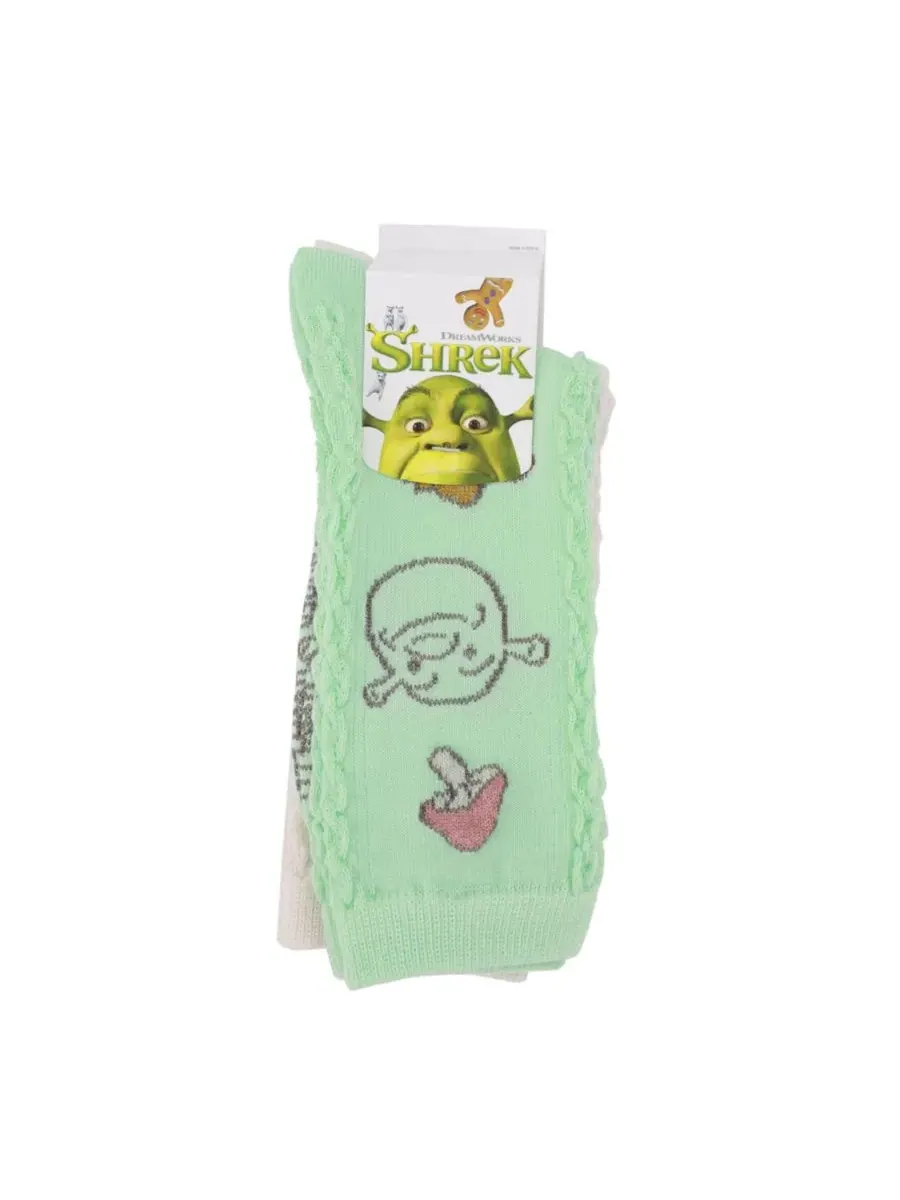 Носки женские с принтом Shrek Donkey Flora Patterns, 2 пары Shrek — изображение 4 из 5, мульти