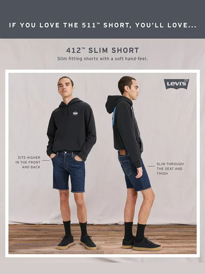 Мужские джинсовые шорты Flex 412 Slim Fit с пятью карманами, длина 9" Levi'S — изображение 4 из 4, синий