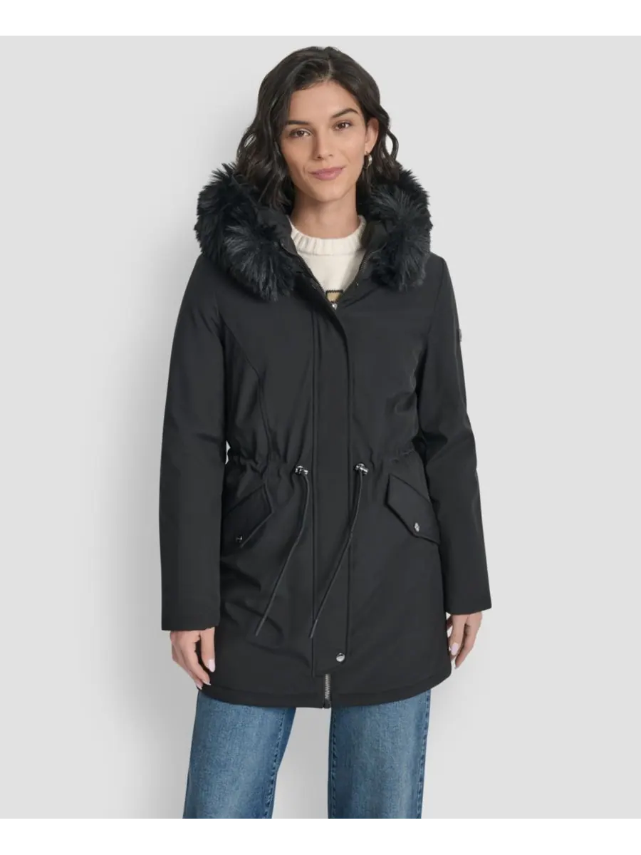 Женская облегающая куртка-анорак с капюшоном DKNY — изображение 1 из 8, черный
