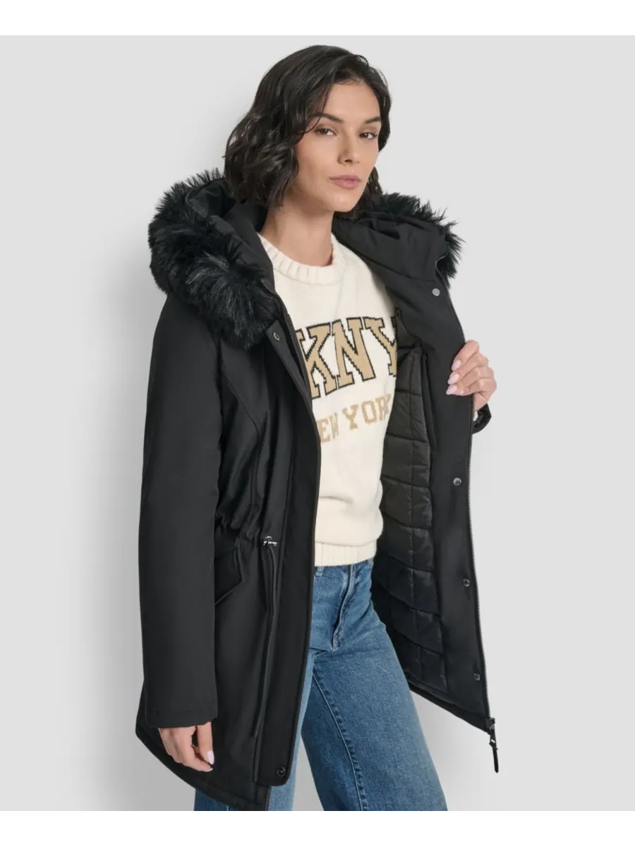Женская облегающая куртка-анорак с капюшоном DKNY — изображение 3 из 8, черный