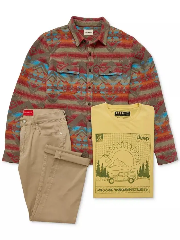 Рубашка Humboldt, футболка с рисунком и джинсы прямого кроя Lucky Brand — изображение 3 из 3, бежевый