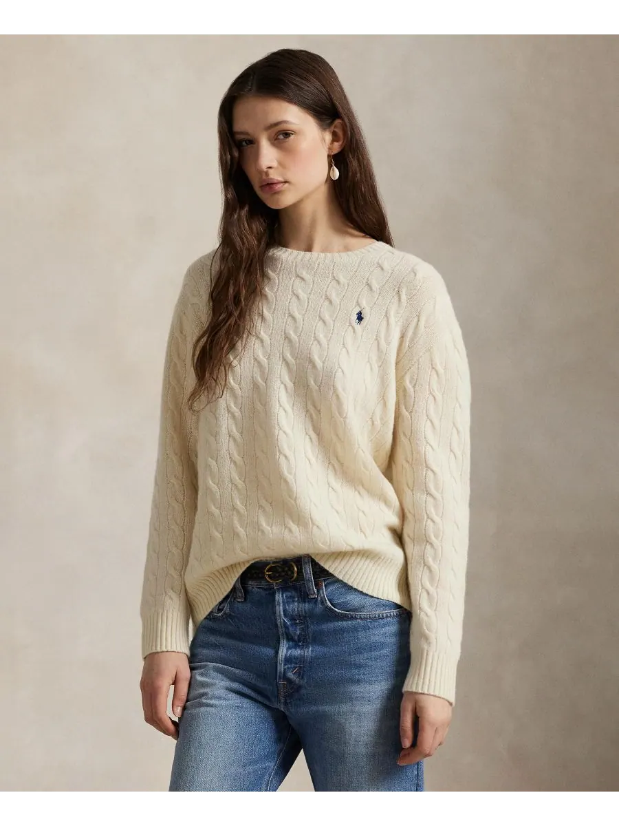 Женский свитер с круглым вырезом из шерсти и кашемира с косами Polo Ralph Lauren