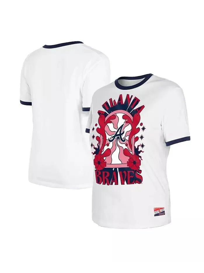 Женская белая футболка Oversized Ringer Atlanta Braves New Era — изображение 1 из 4, белый