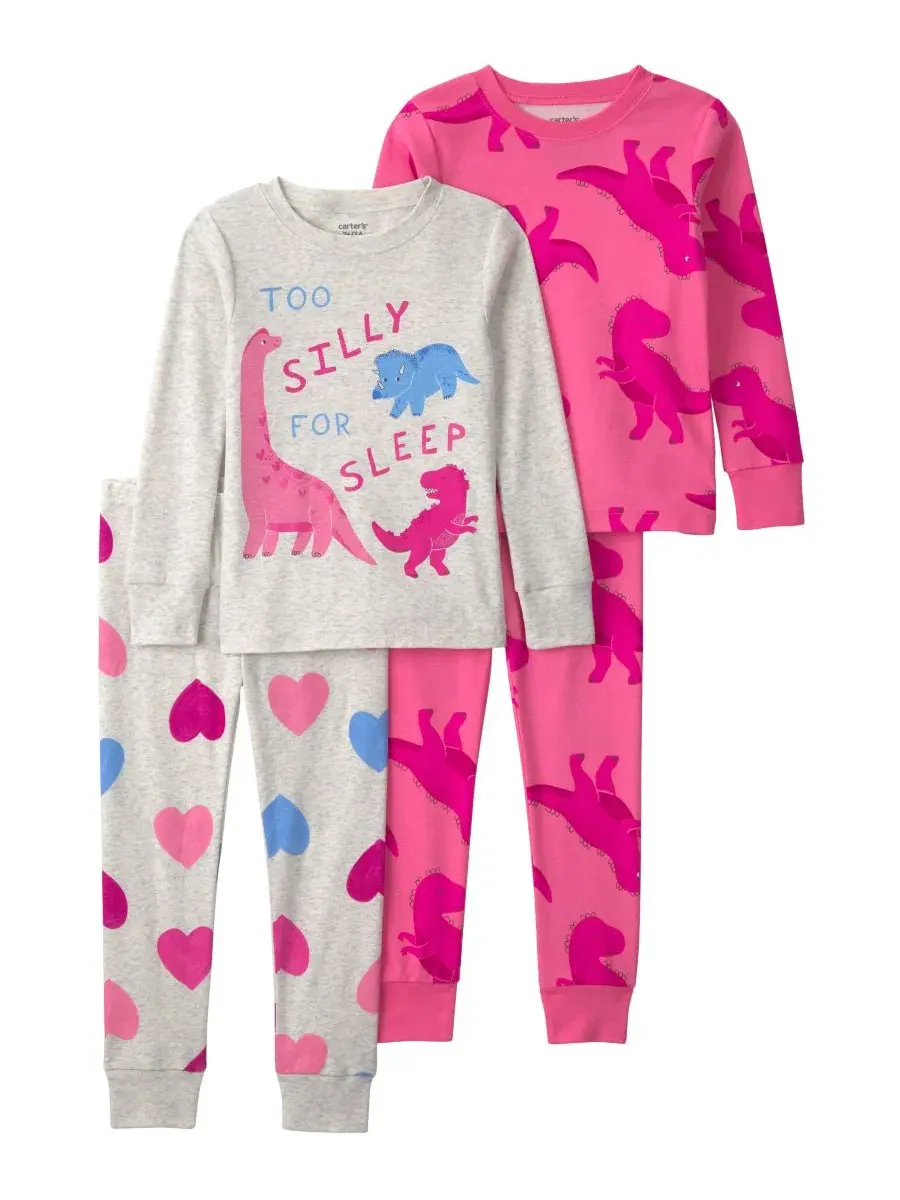 Комплект пижам из 4 предметов с длинным рукавом Dino Heart Carter's