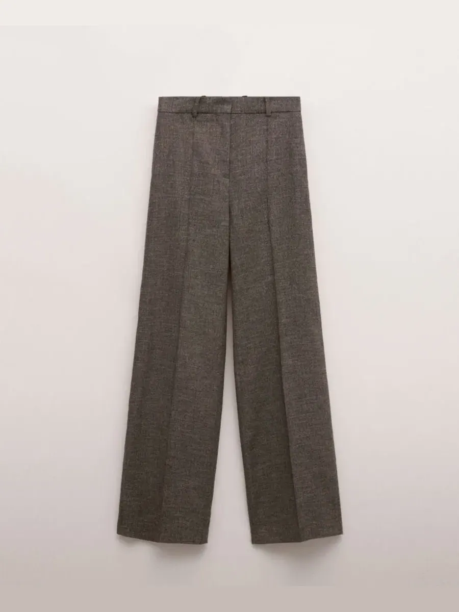 Брюки прямого кроя с низкой посадкой Flecked Suit Pants MANGO