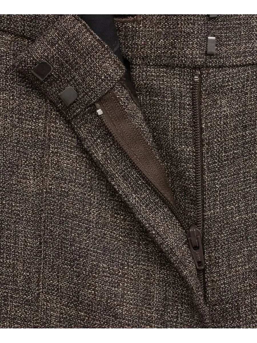 Брюки прямого кроя с низкой посадкой Flecked Suit Pants MANGO — изображение 4 из 5, шоколад