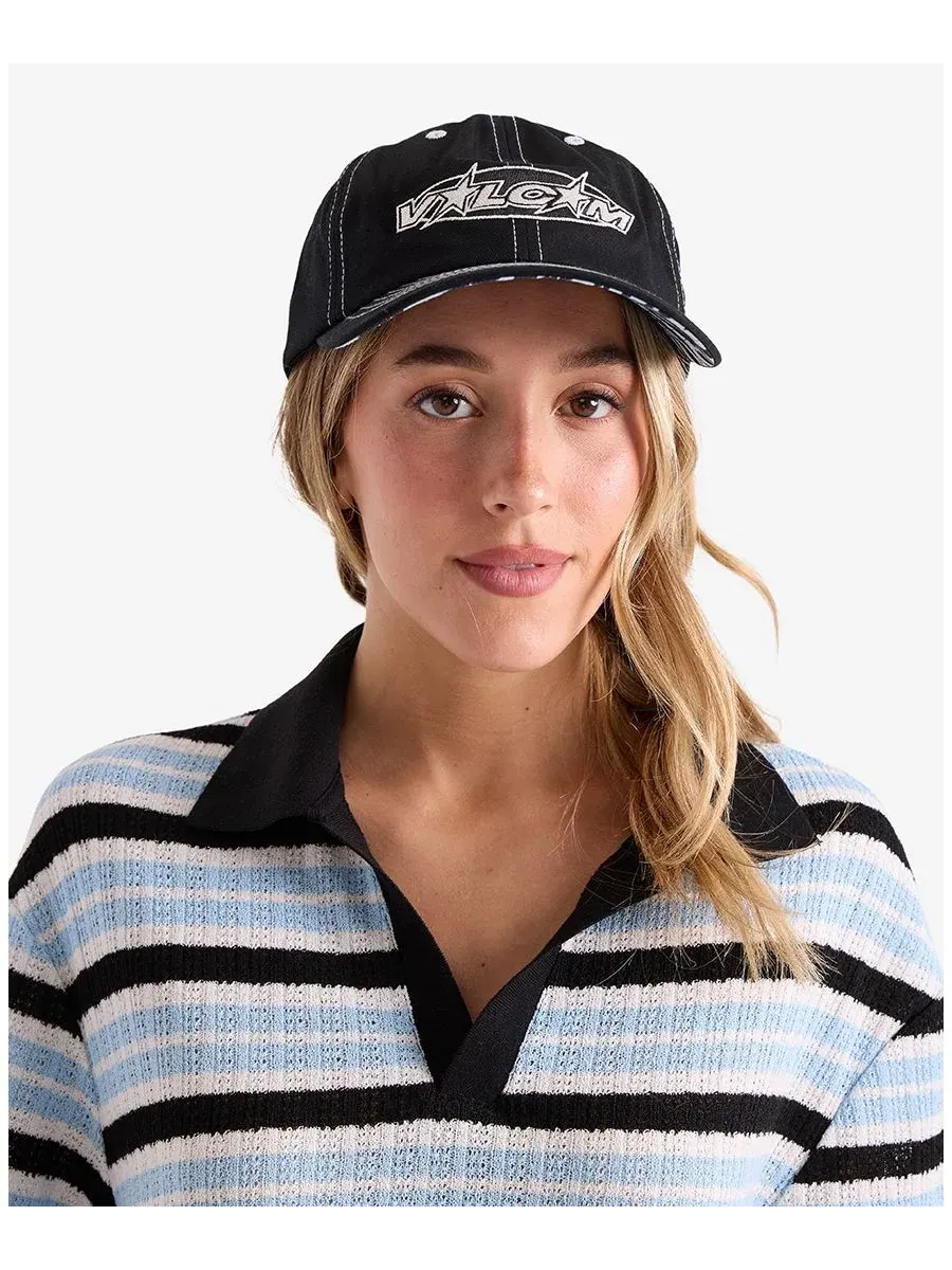 Женская рубашка-поло с коротким рукавом и полосатым принтом Volcom — изображение 5 из 5, синий
