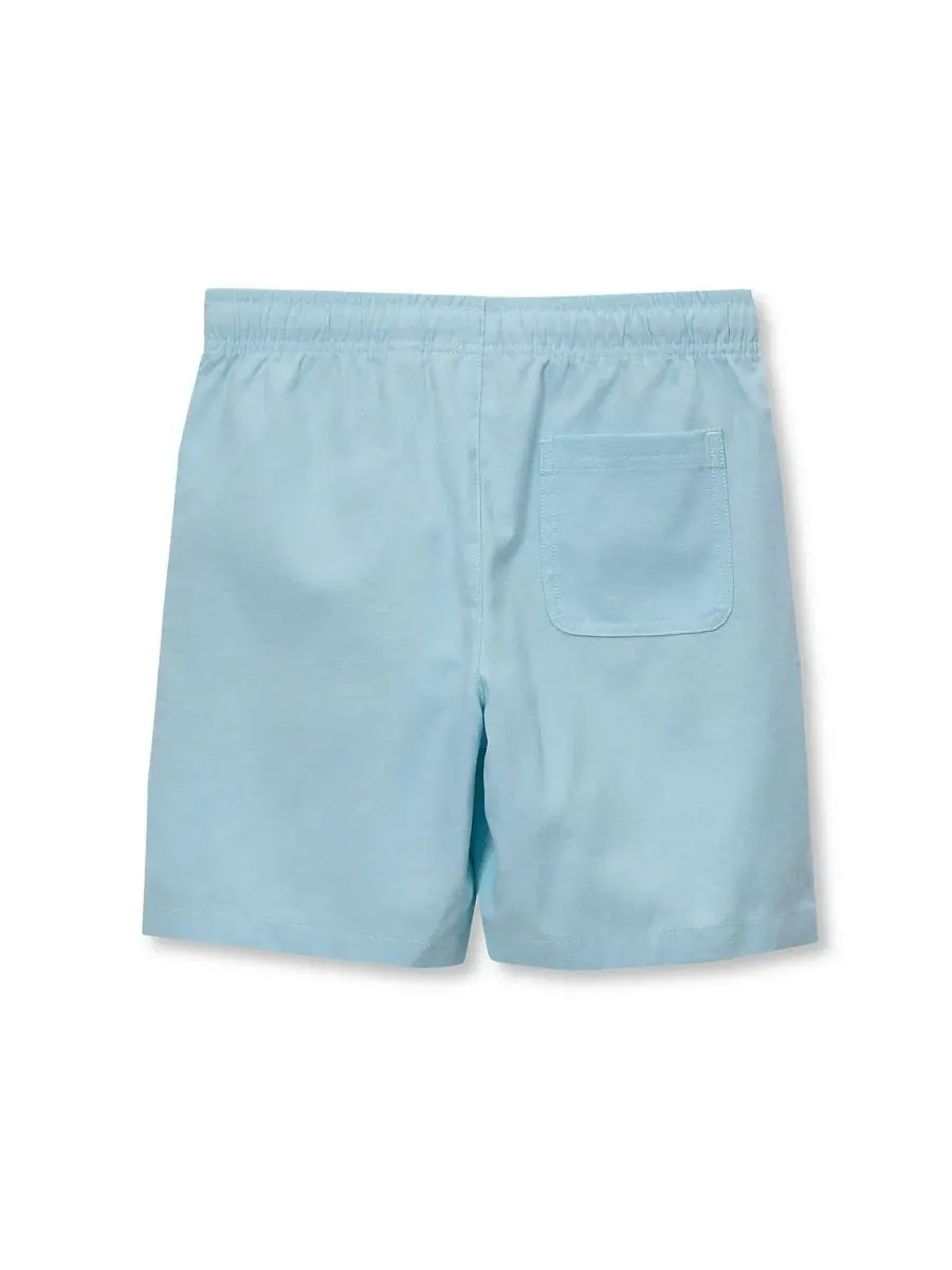 Шорты на резинке с утяжкой, хлопковые, Big Boys Husky Oxford Pull On Shorts Lands' End — изображение 2 из 3, синий