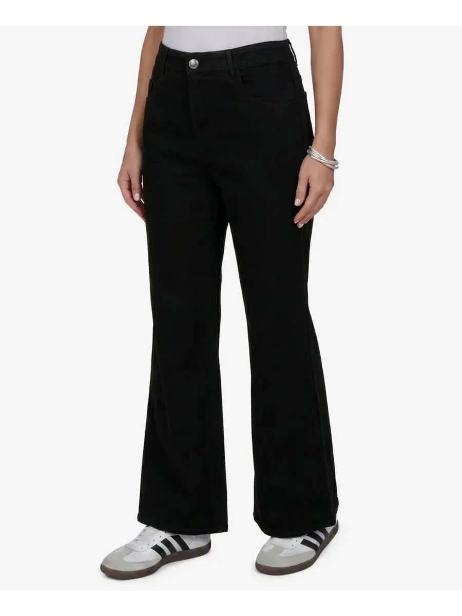 Джинсы клеш с завышенной талией Petite Mid-Rise Flare Denim Jeans Ruby Rd. — изображение 2 из 5, черный