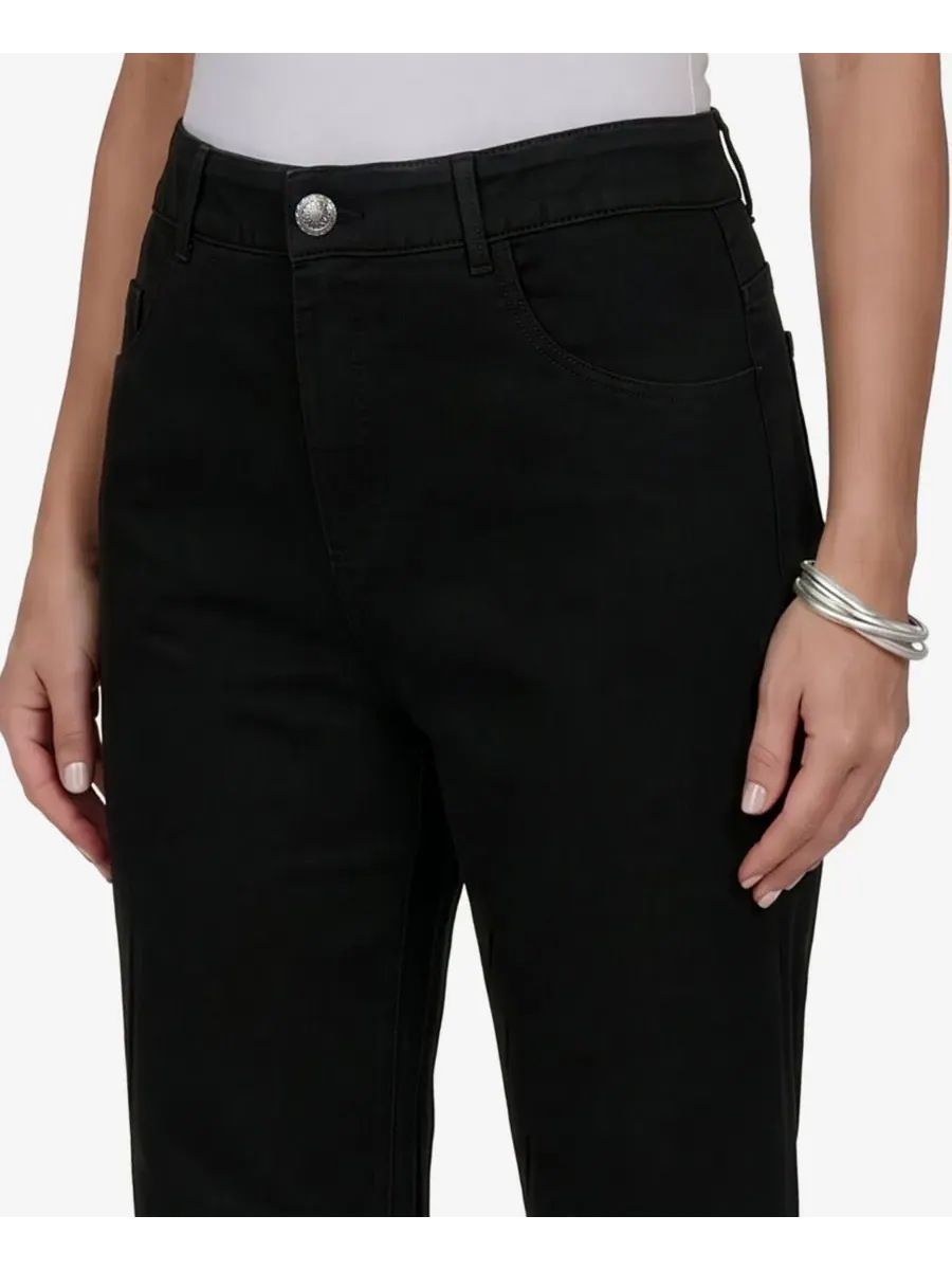 Джинсы клеш с завышенной талией Petite Mid-Rise Flare Denim Jeans Ruby Rd. — изображение 4 из 5, черный
