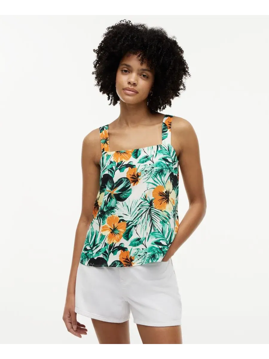 Блуза без рукавов с квадратным вырезом, с принтом, Summer Floral Tommy Hilfiger — изображение 2 из 4, фиолетовый