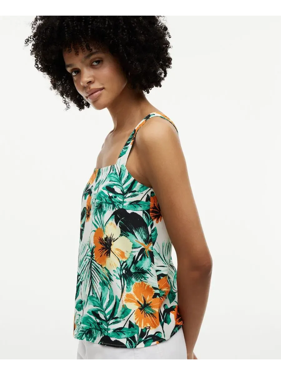 Блуза без рукавов с квадратным вырезом, с принтом, Summer Floral Tommy Hilfiger — изображение 3 из 4, фиолетовый