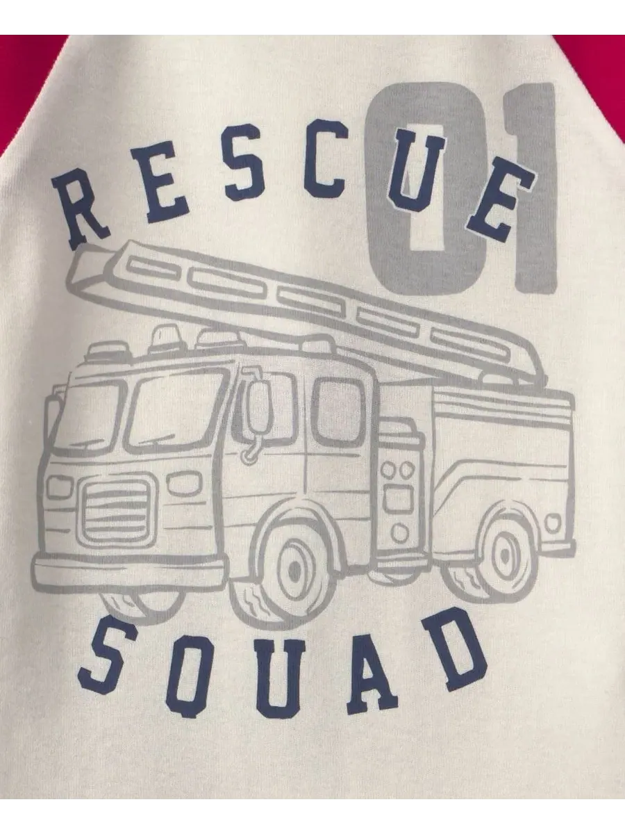 Комплект пижам из 4 предметов с длинным рукавом Rescue Squad Carter's — изображение 2 из 5, красный/кремовый