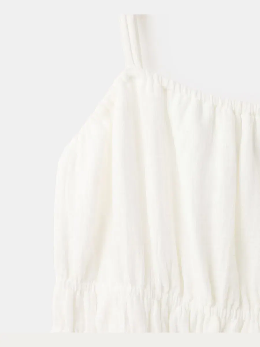 Платье Crinkled Shirred MANGO — изображение 2 из 2, белый