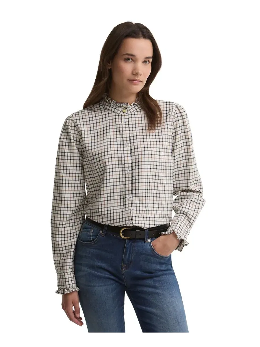 Женская рубашка-блуза Fareham Plaid с воланами и принтом Barbour — изображение 6 из 6, мульти
