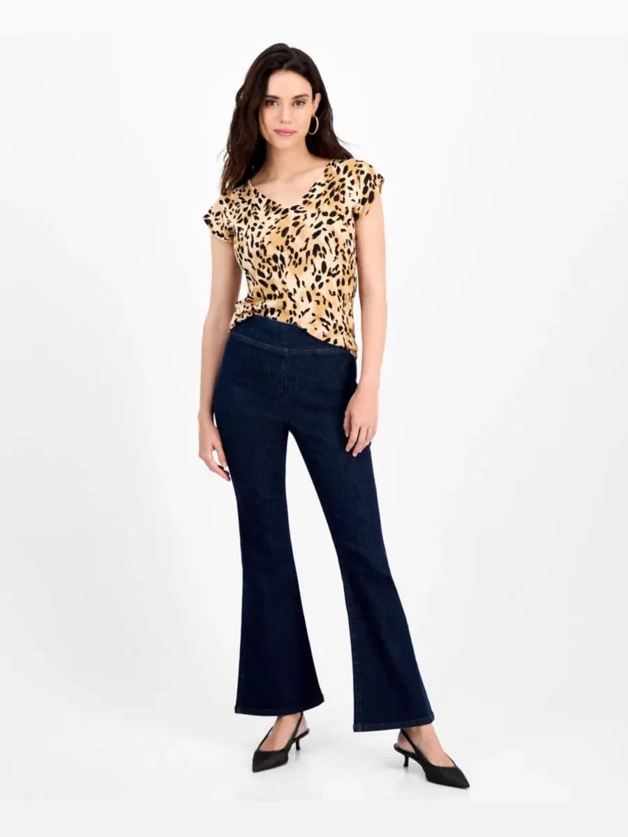 Джинсы-клеш с высокой посадкой Petite High-Rise Pull-On Flared Jeans I.N.C. International Concepts