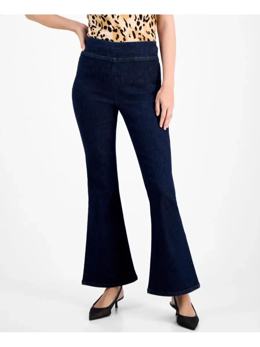 Джинсы-клеш с высокой посадкой Petite High-Rise Pull-On Flared Jeans I.N.C. International Concepts — изображение 2 из 4